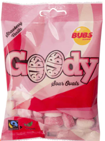 GOODY Bags- Sour Strawberry Vanilla Ovals 90g
